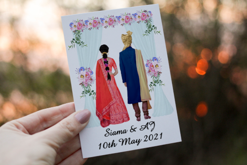 Muslim Bride & Groom Custom Wedding Card, Design Your Own